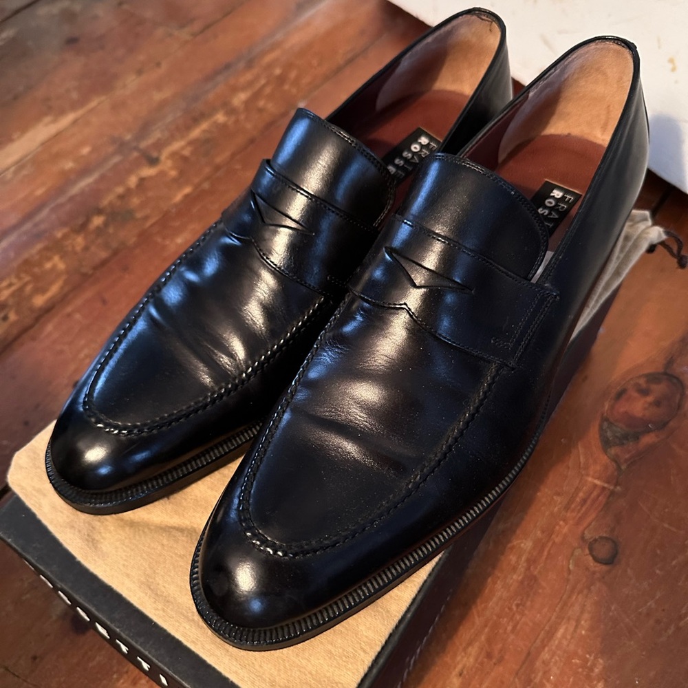 Fratelli Rossetti Black Modern Penny Loafers 8.5 Excellent